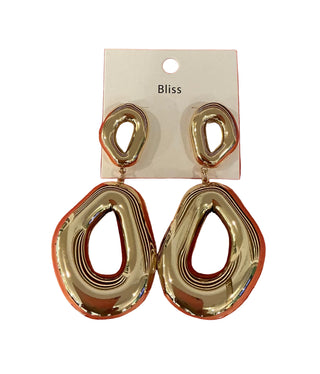GS PUFFY DOUBLE O LINKED DROP EAR/GOLD