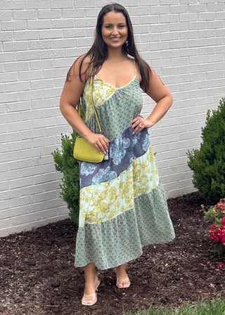 Boho Harmony Mixed Print Maxi Dress