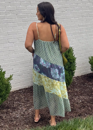 Boho Harmony Mixed Print Maxi Dress
