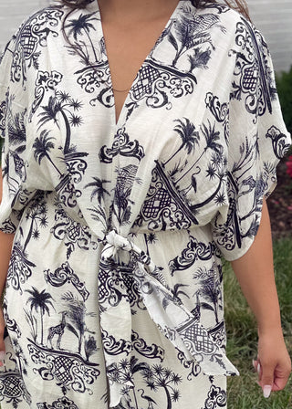 Palm Noir Tie Jumpsuit
