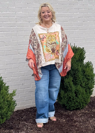 Wild Elegance Sheer Sleeve Kaftan Top