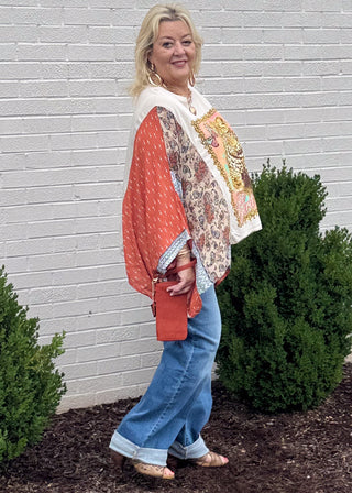 Wild Elegance Sheer Sleeve Kaftan Top