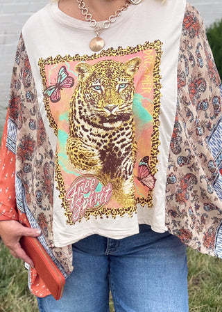 Wild Elegance Sheer Sleeve Kaftan Top