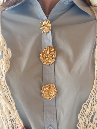 Gilded Button Blouse