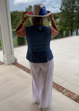 Pinstripe Denim Vest
