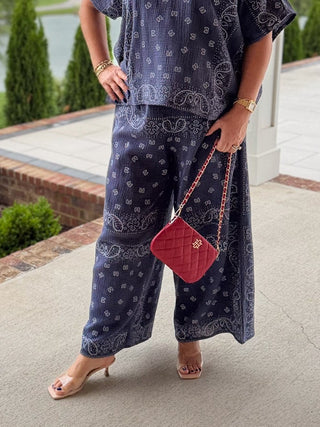 Navy Bandana Flow Pants