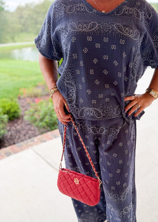 Navy Bandana Flow Pants