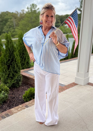 Harbor Stripe Collared Top
