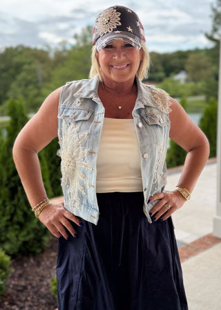 Boho Belle Lace Denim Vest